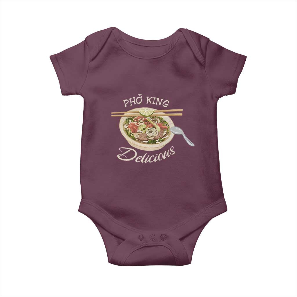 Vietnamese Food Lover Baby Onesie Pho King Delicious TS09 Maroon Print Your Wear