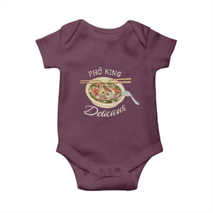 Vietnamese Food Lover Baby Onesie Pho King Delicious TS09 Maroon Print Your Wear