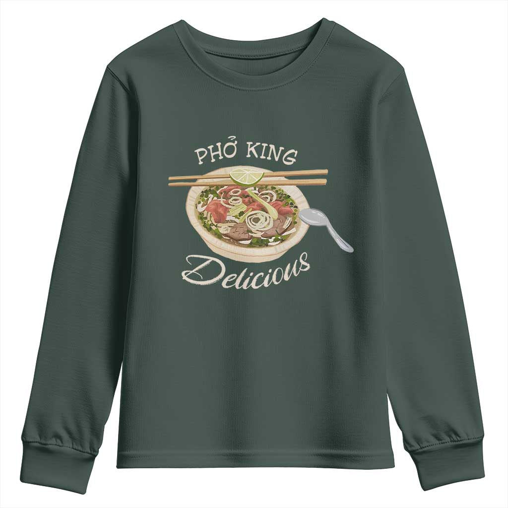 Vietnamese Food Lover Youth Sweatshirt Pho King Delicious TS09 Dark Forest Green Print Your Wear