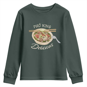 Vietnamese Food Lover Youth Sweatshirt Pho King Delicious TS09 Dark Forest Green Print Your Wear