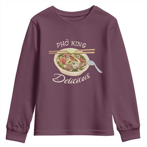 Vietnamese Food Lover Youth Sweatshirt Pho King Delicious TS09 Maroon Print Your Wear