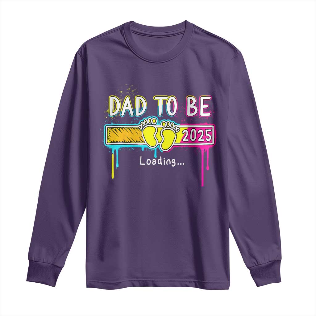 New Dad 2025 Long Sleeve Shirt Loading Dad To Be Est 2025 TS09 Purple Print Your Wear