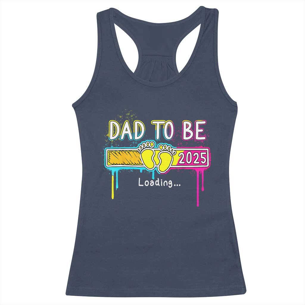New Dad 2025 Racerback Tank Top Loading Dad To Be Est 2025 TS09 Navy Print Your Wear