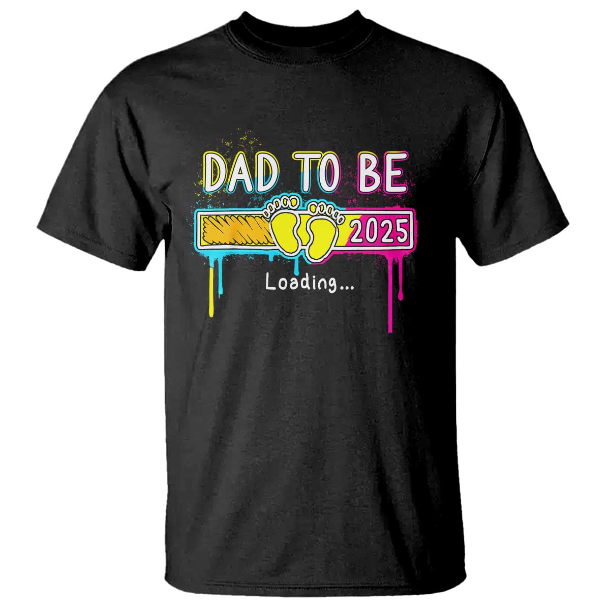 New Dad 2025 T Shirt Loading Dad To Be Est 2025 TS09 Black Print Your Wear