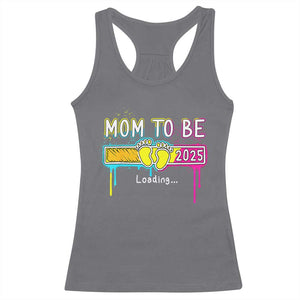 New Mom 2025 Racerback Tank Top Loading Mom To Be Est 2025 TS09 Charcoal Print Your Wear