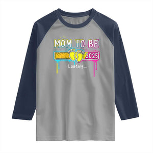 New Mom 2025 Raglan Shirt Loading Mom To Be Est 2025 TS09 Sport Gray Navy Print Your Wear