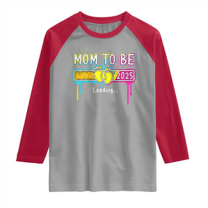 New Mom 2025 Raglan Shirt Loading Mom To Be Est 2025 TS09 Sport Gray Red Print Your Wear