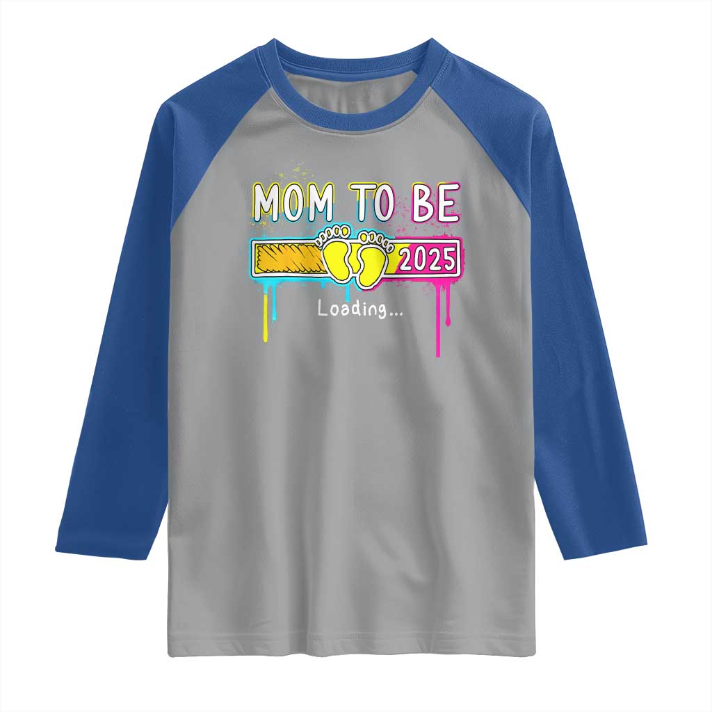 New Mom 2025 Raglan Shirt Loading Mom To Be Est 2025 TS09 Sport Gray Royal Print Your Wear