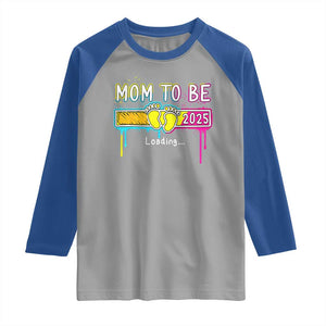 New Mom 2025 Raglan Shirt Loading Mom To Be Est 2025 TS09 Sport Gray Royal Print Your Wear