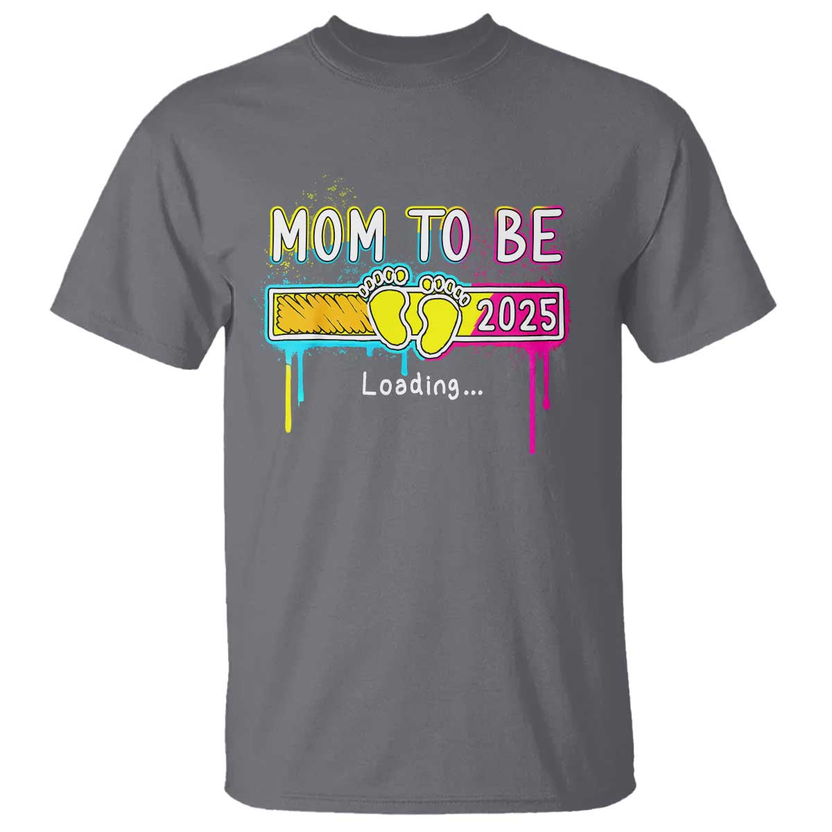 New Mom 2025 T Shirt Loading Mom To Be Est 2025 TS09 Charcoal Print Your Wear