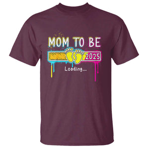 New Mom 2025 T Shirt Loading Mom To Be Est 2025 TS09 Maroon Print Your Wear