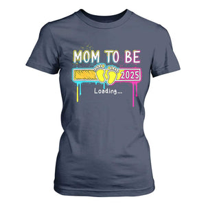 New Mom 2025 T Shirt For Women Loading Mom To Be Est 2025 TS09 Navy Print Your Wear