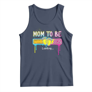 New Mom 2025 Tank Top Loading Mom To Be Est 2025 TS09 Navy Print Your Wear