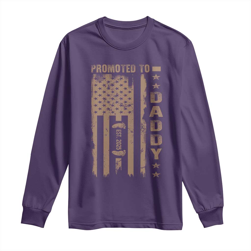 New Dad 2025 Long Sleeve Shirt Promoted To Daddy Est 2025 TS09 Purple Print Your Wear