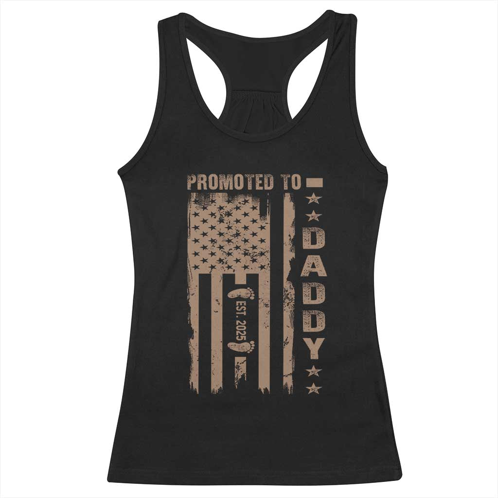 New Dad 2025 Racerback Tank Top Promoted To Daddy Est 2025 TS09 Black Print Your Wear