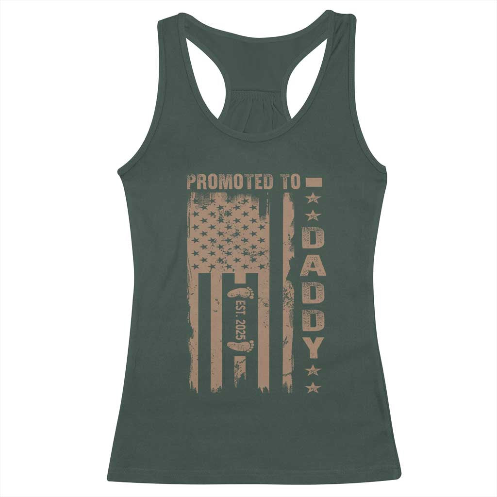 New Dad 2025 Racerback Tank Top Promoted To Daddy Est 2025 TS09 Dark Forest Green Print Your Wear
