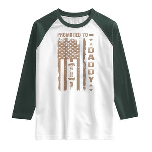 New Dad 2025 Raglan Shirt Promoted To Daddy Est 2025 TS09 White Dark Forest Green Print Your Wear