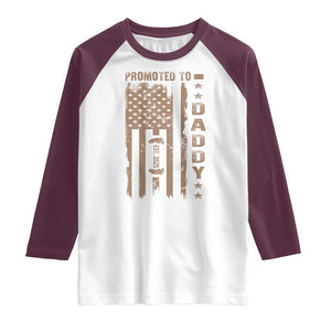 New Dad 2025 Raglan Shirt Promoted To Daddy Est 2025 TS09 White Maroon Print Your Wear