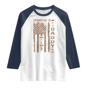 New Dad 2025 Raglan Shirt Promoted To Daddy Est 2025 TS09 White Navy Print Your Wear
