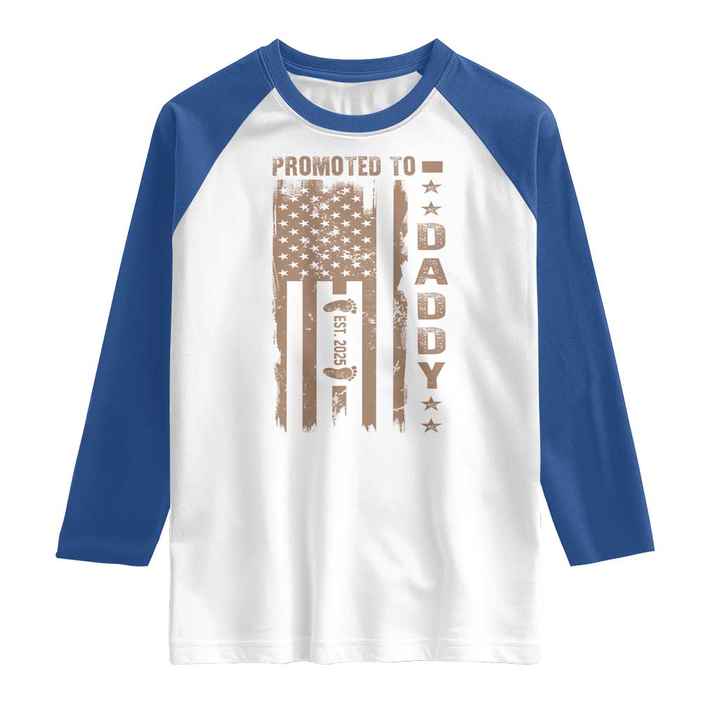 New Dad 2025 Raglan Shirt Promoted To Daddy Est 2025 TS09 White Royal Print Your Wear