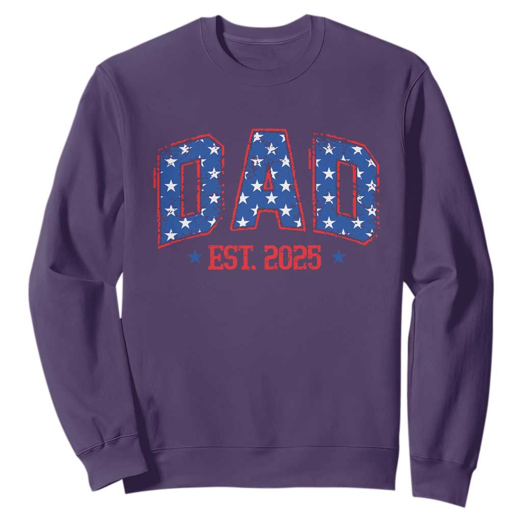 Dad Est 2025 Sweatshirt Patriotic America Flag New Father TS09 Purple Print Your Wear