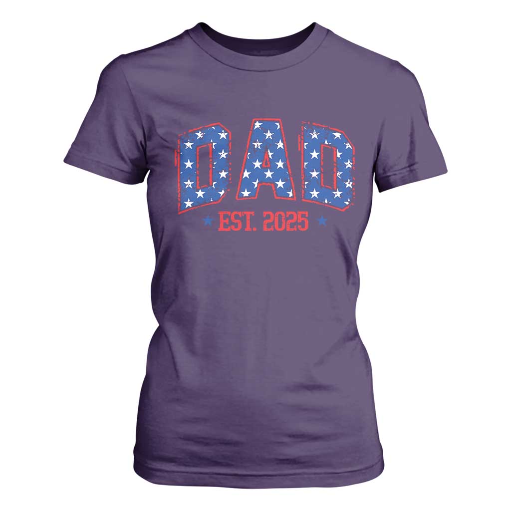Dad Est 2025 T Shirt For Women Patriotic America Flag New Father TS09 Purple Print Your Wear