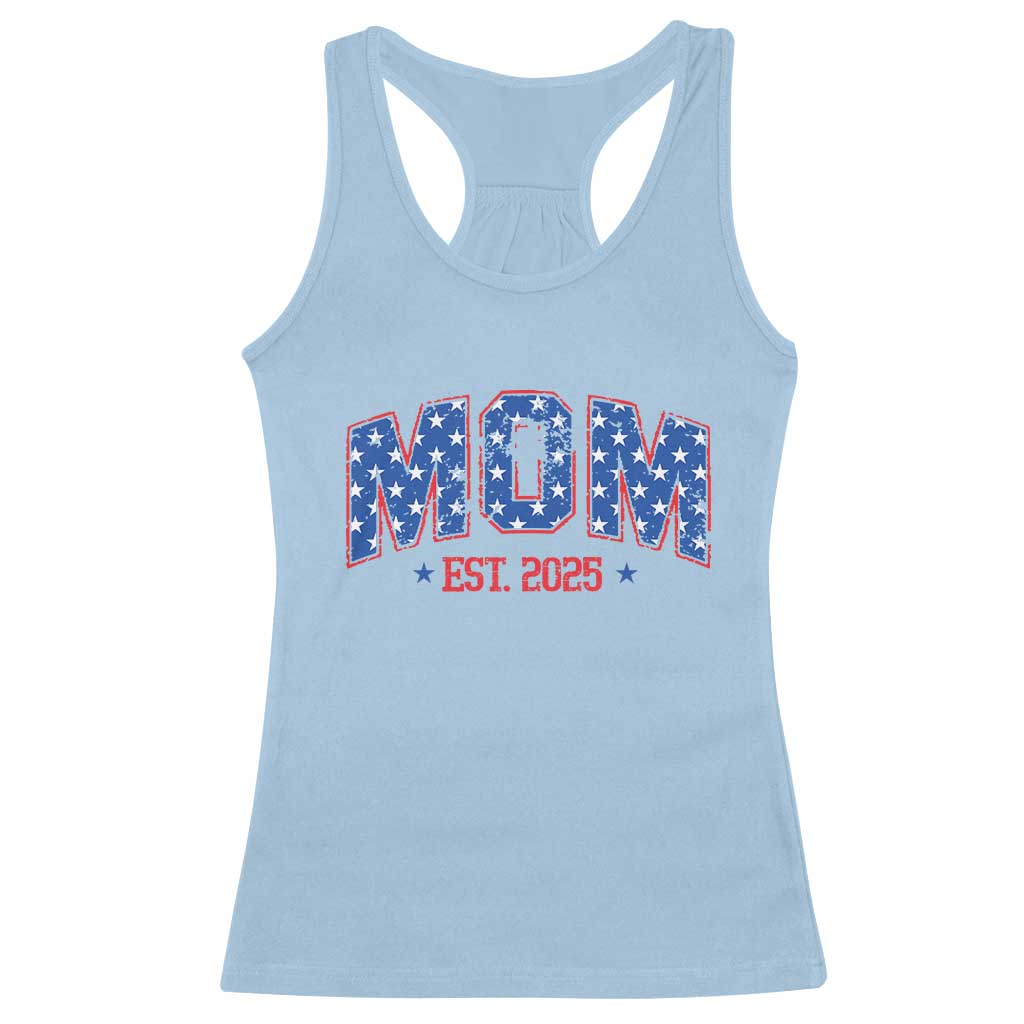 Mom Est 2025 Racerback Tank Top Patriotic America Flag New Mother TS09 Light Blue Print Your Wear