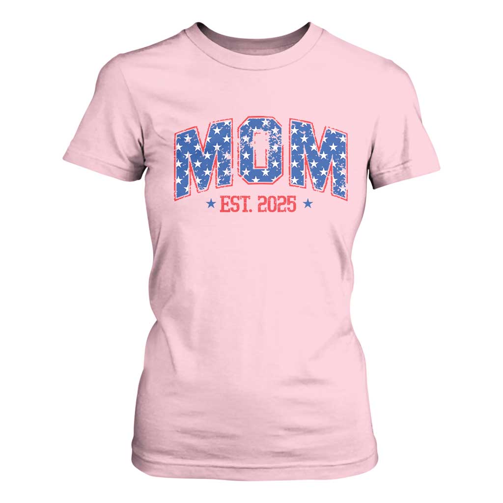 Mom Est 2025 T Shirt For Women Patriotic America Flag New Mother TS09 Light Pink Print Your Wear