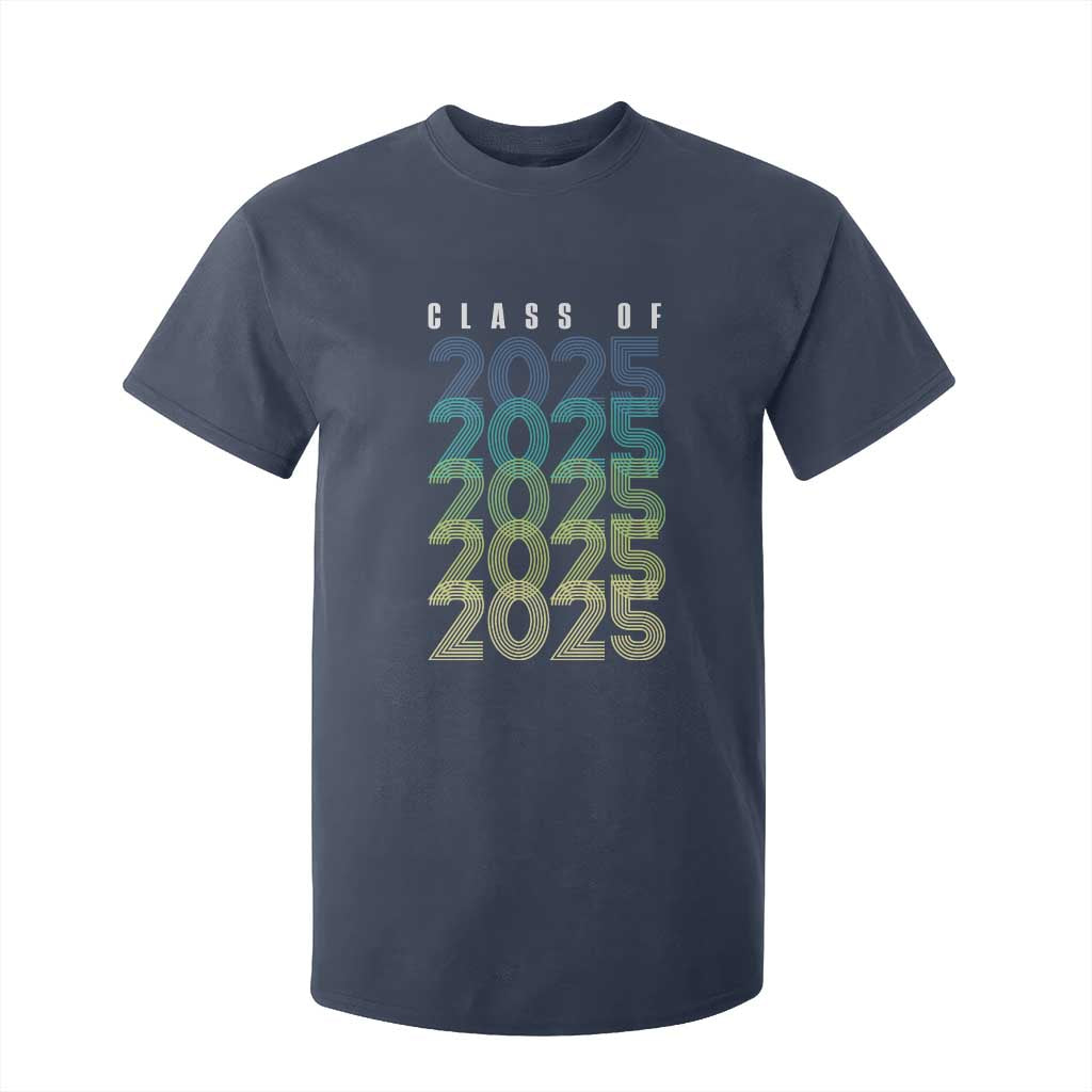 Graduation T Shirt For Kid Class Of 2025 Retro TS09 Navy Print Your Wear