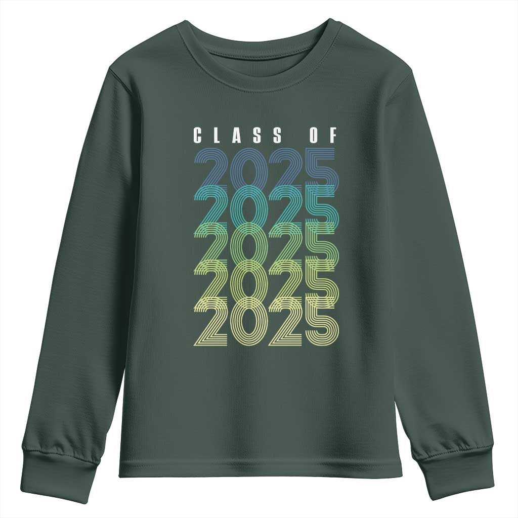 Graduation Youth Sweatshirt Class Of 2025 Retro TS09 Dark Forest Green Print Your Wear