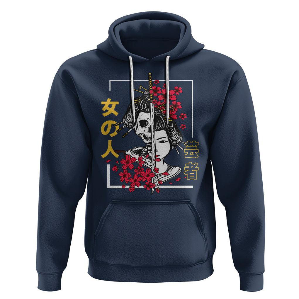 Japanese Samurai Hoodie Floral Warrior Geisha Woman Tokyo Anime TS09 Navy Printyourwear