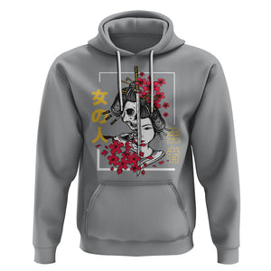 Japanese Samurai Hoodie Floral Warrior Geisha Woman Tokyo Anime TS09 Sport Gray Printyourwear