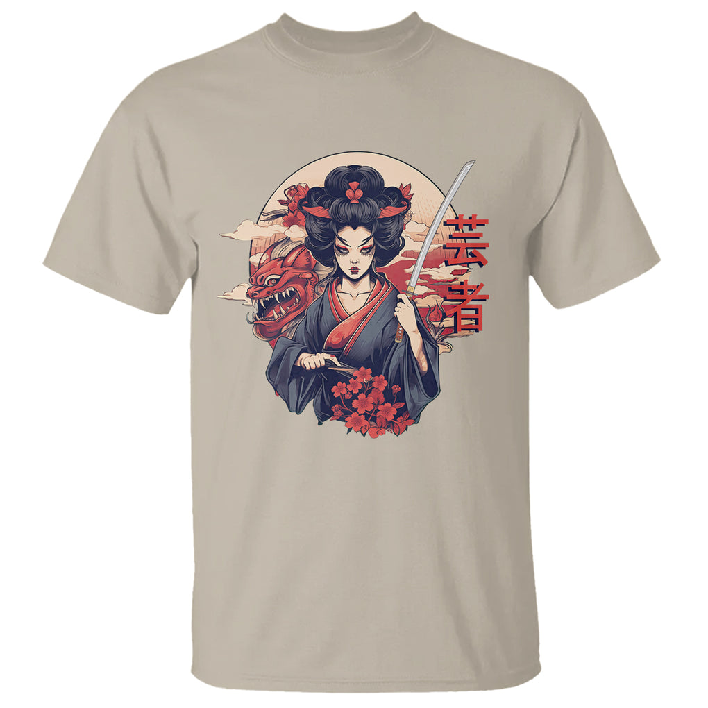 Japanese Samurai T Shirt Floral Warrior Geisha Woman Tokyo Anime TS09 Sand Printyourwear