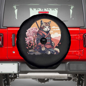 Japanese Samurai Cat Spare Tire Cover Floral Warrior Geisha Woman Tokyo Anime TS09 Black Print Your Wear