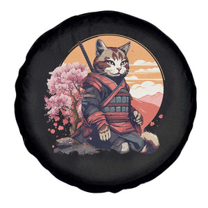 Japanese Samurai Cat Spare Tire Cover Floral Warrior Geisha Woman Tokyo Anime TS09 Print Your Wear