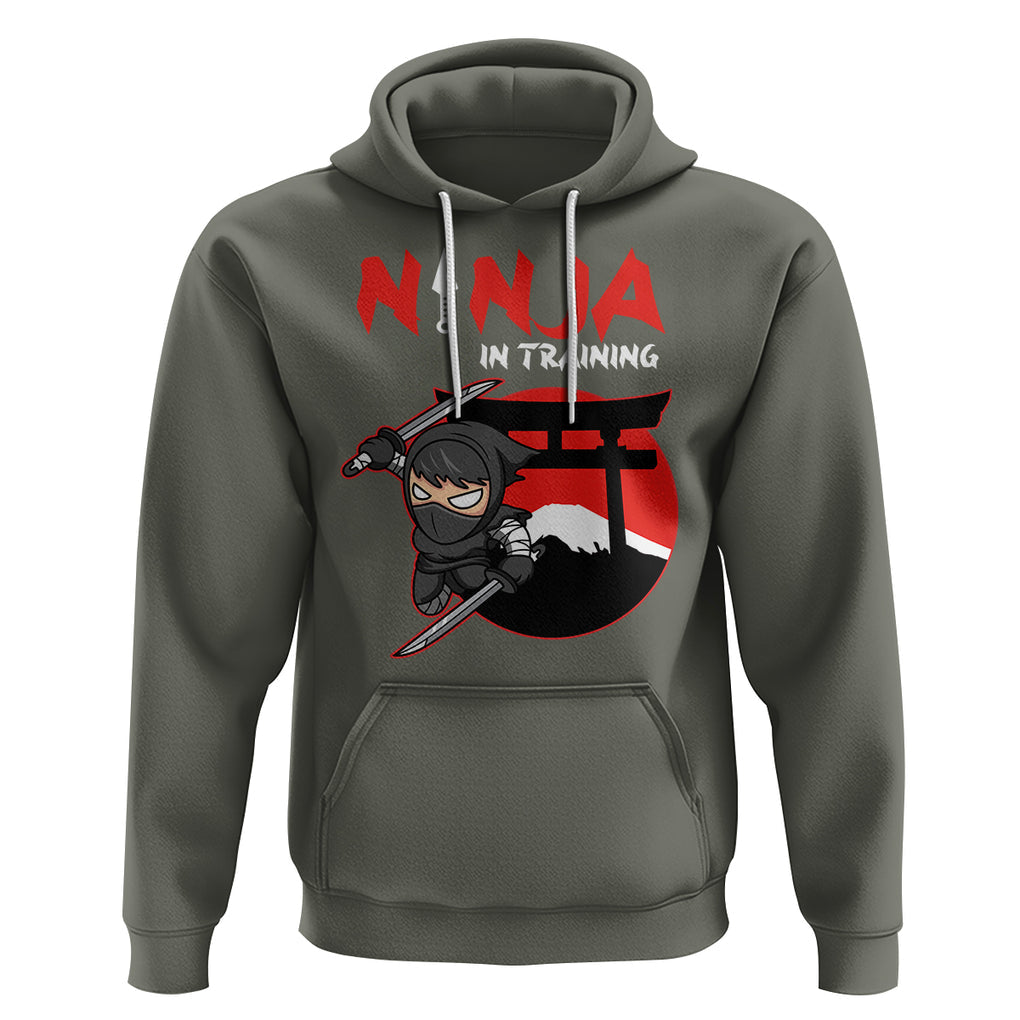 Ninja Hoodie In Training Cool Warrior Kids Boy Man Ninjutsu TS09 Military Green Printyourwear