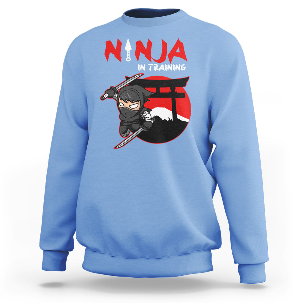 Ninja Sweatshirt In Training Cool Warrior Kids Boy Man Ninjutsu TS09 Carolina Blue Printyourwear