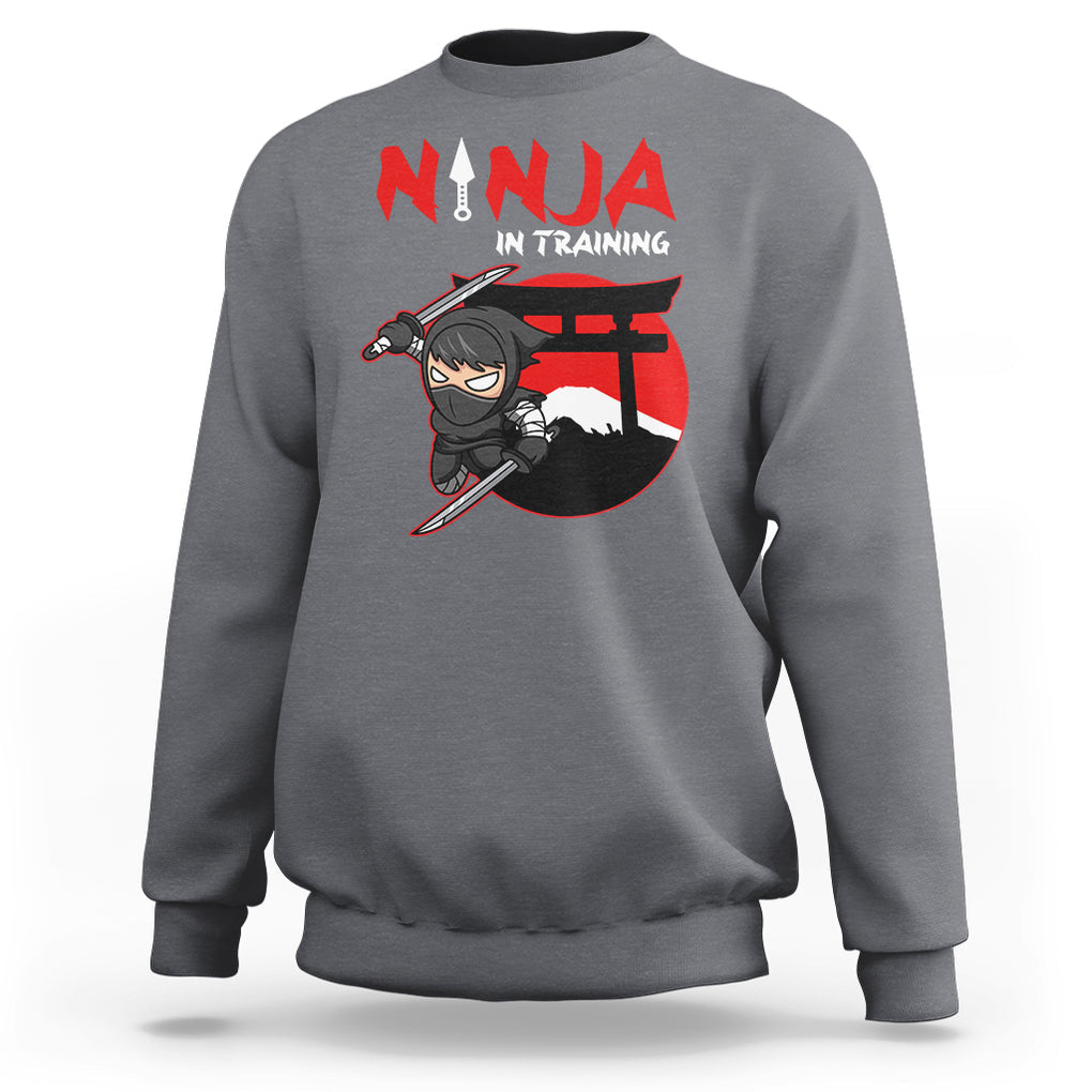 Ninja Sweatshirt In Training Cool Warrior Kids Boy Man Ninjutsu TS09 Charcoal Printyourwear