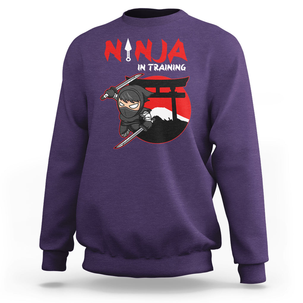 Ninja Sweatshirt In Training Cool Warrior Kids Boy Man Ninjutsu TS09 Purple Printyourwear