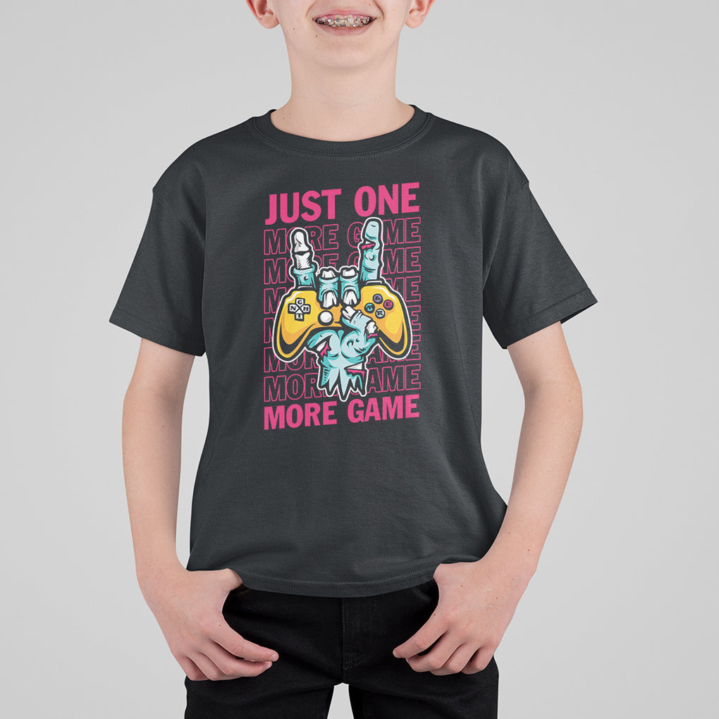 Funny Video Gamer T Shirt For Kid Just One More Game Skeleton Kids Boys Man TS09 Black Printyourwear