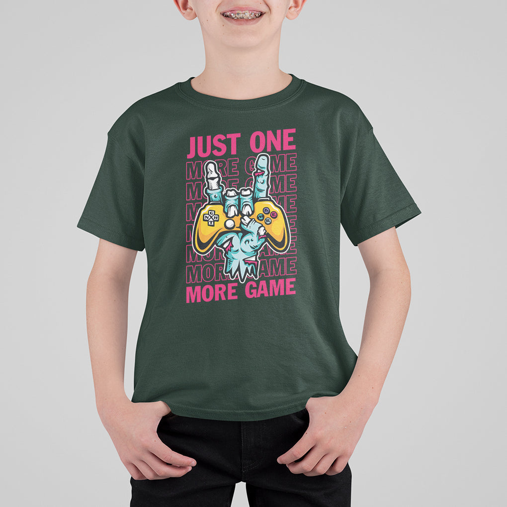 Funny Video Gamer T Shirt For Kid Just One More Game Skeleton Kids Boys Man TS09 Dark Forest Green Printyourwear