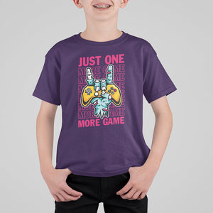 Funny Video Gamer T Shirt For Kid Just One More Game Skeleton Kids Boys Man TS09 Purple Printyourwear