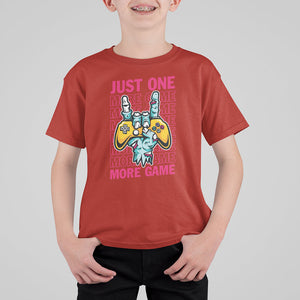 Funny Video Gamer T Shirt For Kid Just One More Game Skeleton Kids Boys Man TS09 Red Printyourwear