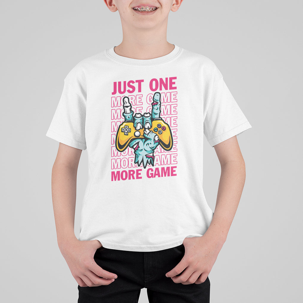 Funny Video Gamer T Shirt For Kid Just One More Game Skeleton Kids Boys Man TS09 White Printyourwear