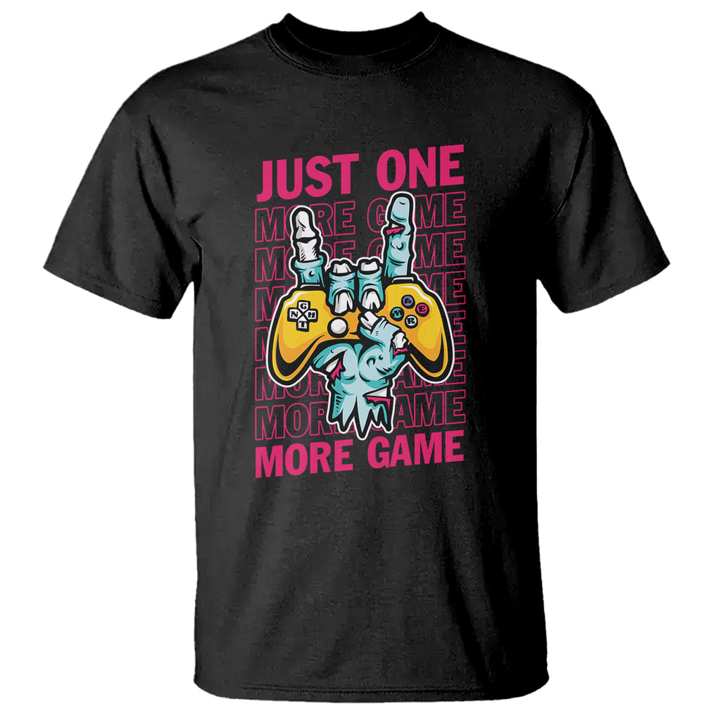 Funny Video Gamer T Shirt Just One More Game Skeleton Kids Boys Man TS09 Black Printyourwear