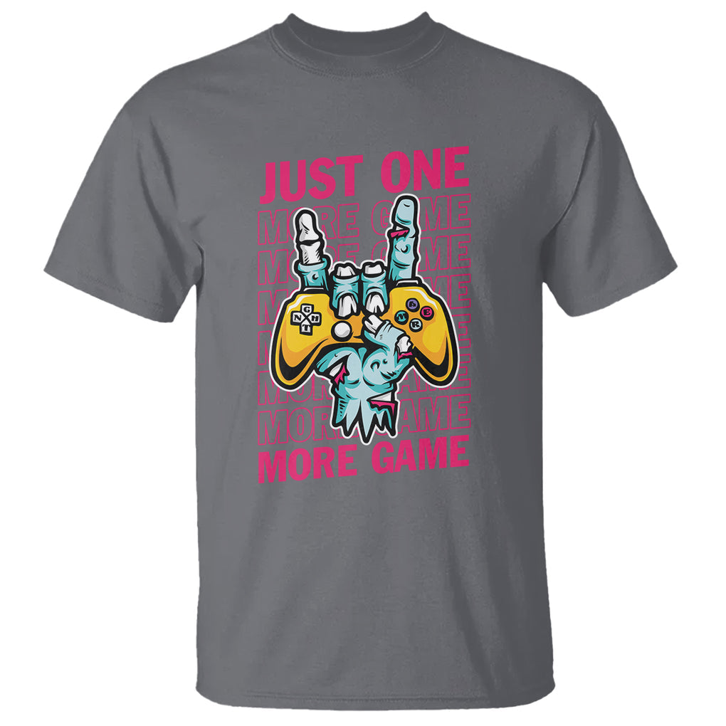 Funny Video Gamer T Shirt Just One More Game Skeleton Kids Boys Man TS09 Charcoal Printyourwear