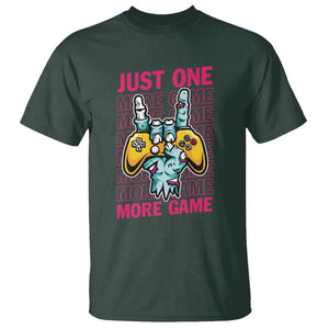Funny Video Gamer T Shirt Just One More Game Skeleton Kids Boys Man TS09 Dark Forest Green Printyourwear