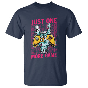 Funny Video Gamer T Shirt Just One More Game Skeleton Kids Boys Man TS09 Navy Printyourwear
