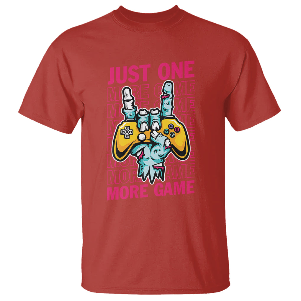 Funny Video Gamer T Shirt Just One More Game Skeleton Kids Boys Man TS09 Red Printyourwear