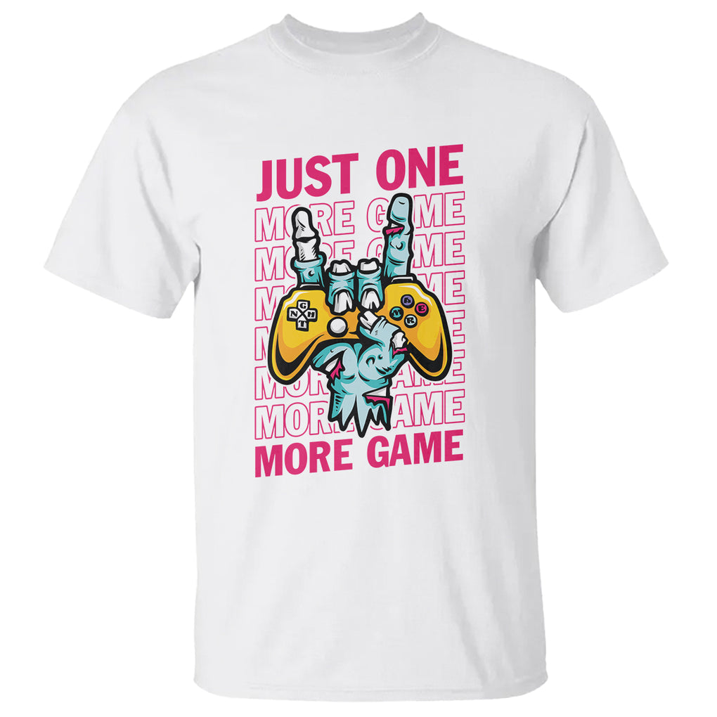 Funny Video Gamer T Shirt Just One More Game Skeleton Kids Boys Man TS09 White Printyourwear